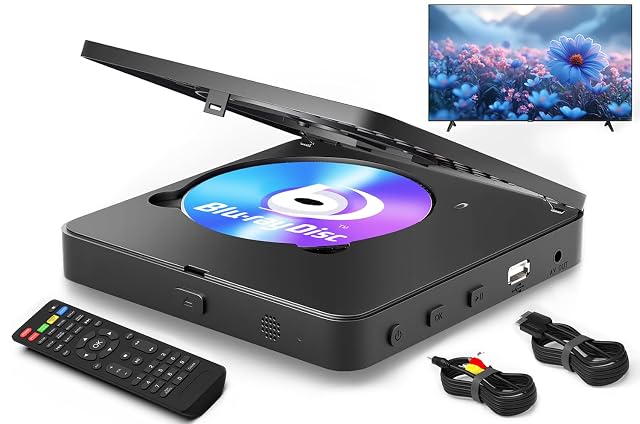 JRIHZ compact Blu-ray player with HDMI and AV outputs