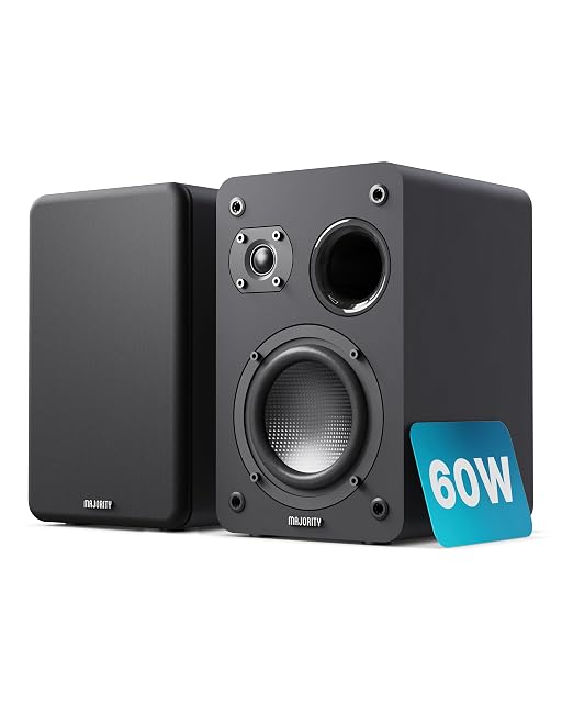 MAJORITY D70X passive bookshelf speakers with carbon fibre drivers
