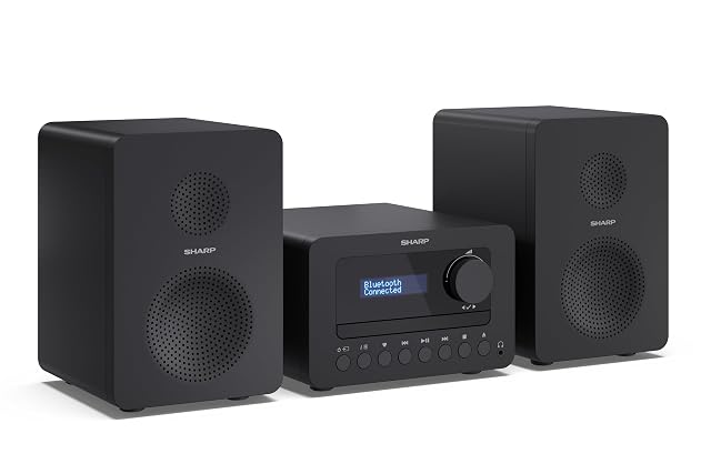 SHARP XL-B520D micro system with wooden speakers in black