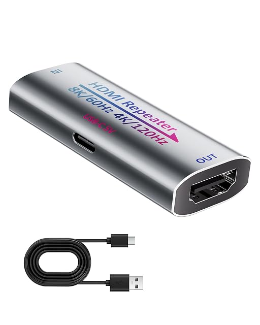 KUYIA active HDMI 2.1 booster repeater with USB-C power
