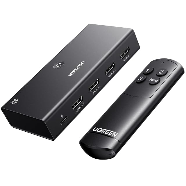 UGREEN 3-in-1-out HDMI switch with infrared remote control
