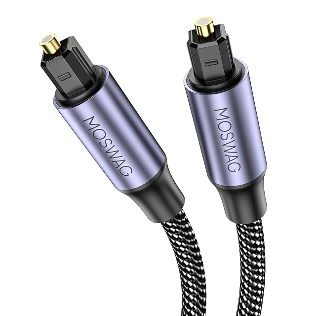 MOSWAG braided Toslink optical digital audio cable, 1 metre