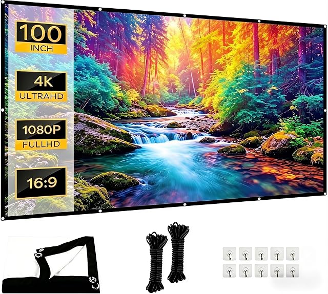 GETRWLBN 100 inch foldable outdoor projection screen