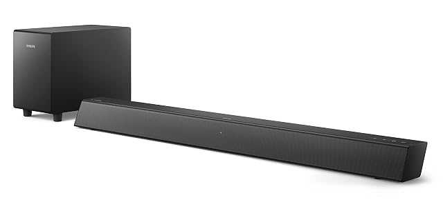 Philips B5306 2.1 channel soundbar with wireless subwoofer in black