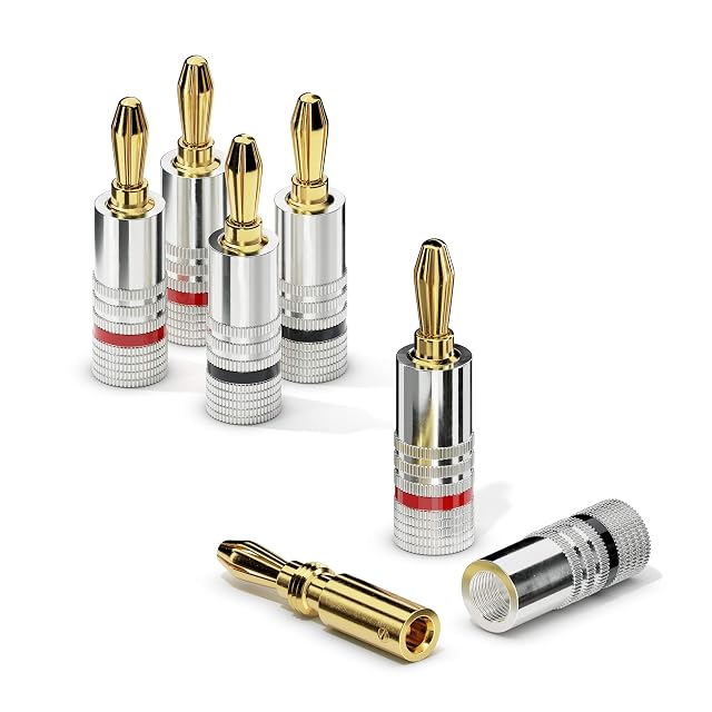 Sonero gold-plated banana plugs, set of four with colour coding
