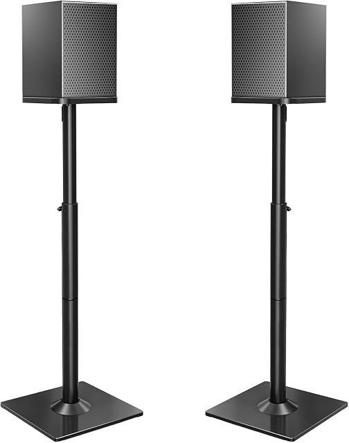 ELIVED universal speaker stand with glass base and cable routing