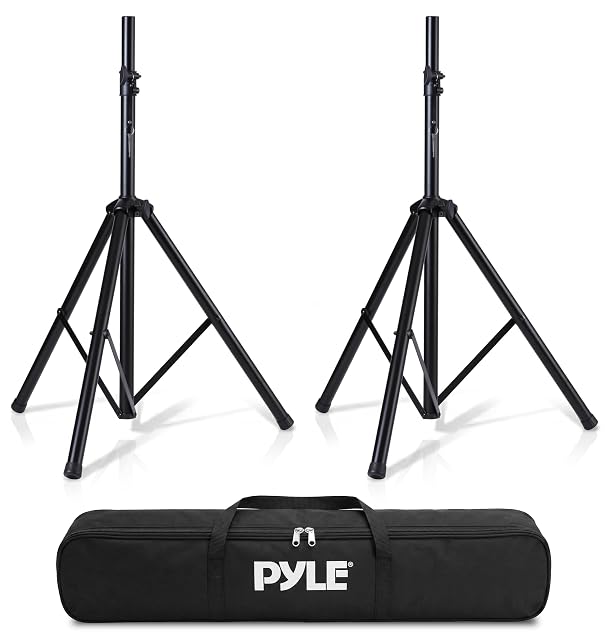 Pyle PSTK107 folding speaker stand pair in steel
