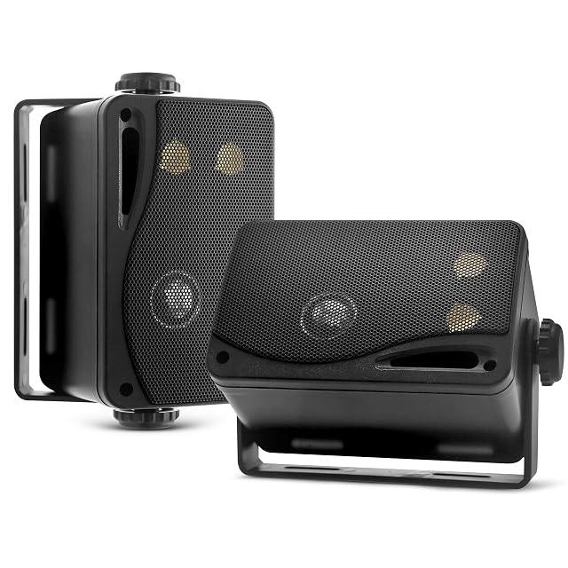 Pyle PLMR24B outdoor marine-rated wall speakers in black