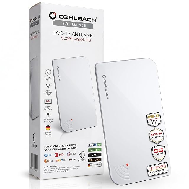 Oehlbach Scope Vision 5G active DVB-T2 aerial in white