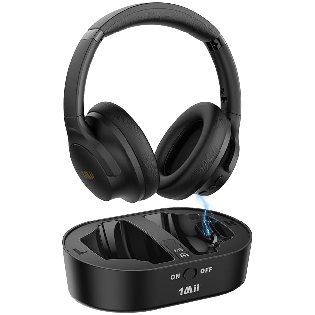 1Mii ClearLinkTV H3 wireless TV headphones with low latency transmitter