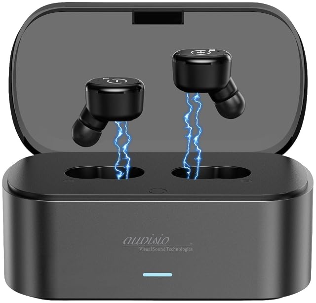 auvisio wireless TV earphones with transmitter charging box